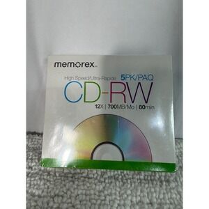 Memorex CD RW 5 Pack Rewritable High‎ Speed Ultra Rapide 12X 700MB 80 Min